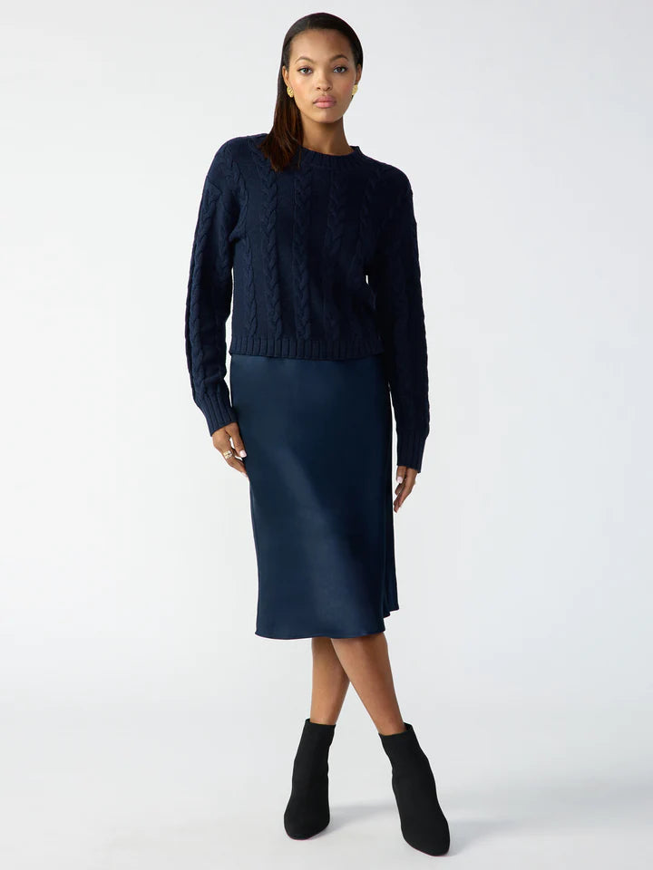 Navy blue pencil midi skirt best sale