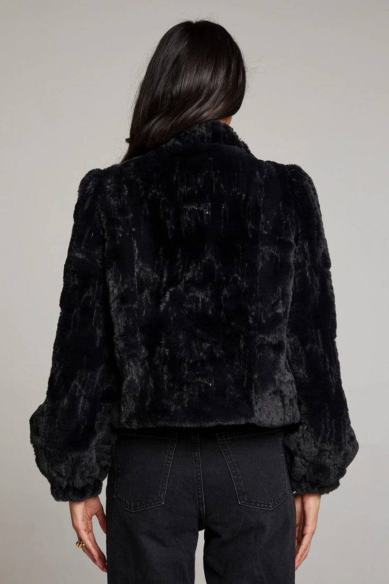 ジャケット・アウター Jakke SARAH OLOUR BLOCK LUXE FAUX FUR La Premiere Opulent Faux Fur Stunner Jacket - Black/Black
