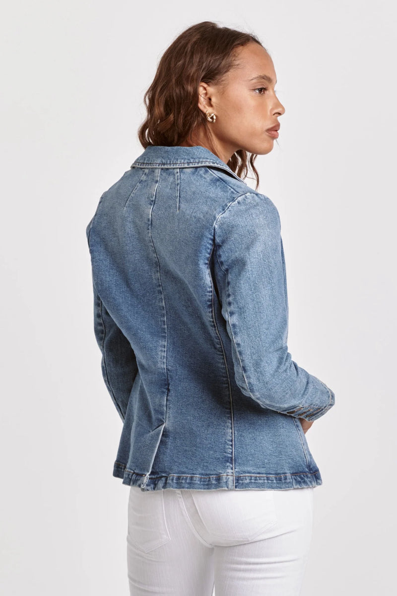 AMERI VINTAGE BACK DENIM DETAIL BLAZER M AE Denim Trucker Jacket 