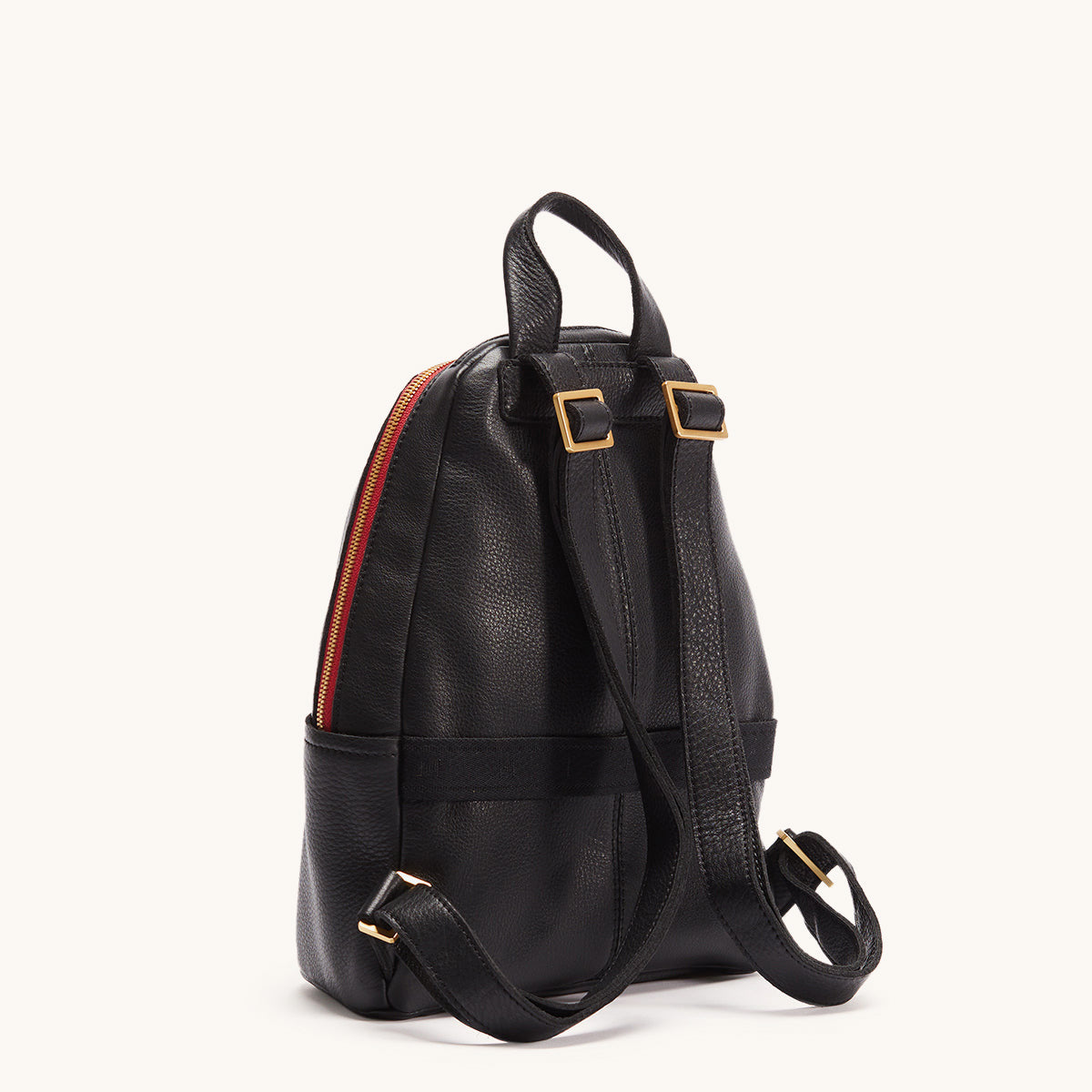Hammitt- Hunter Medium Backpack- Black/Brushed Gold/Red Zip 