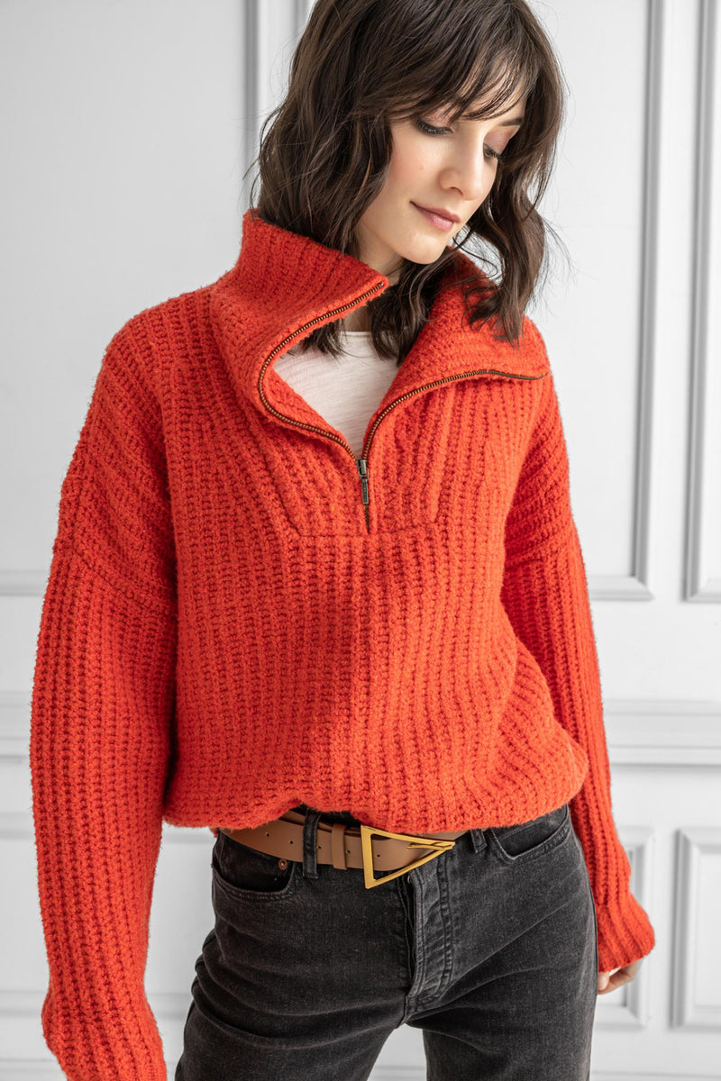 Lilla P - Ribbed Half Zip Sweater - Lava – CAMI