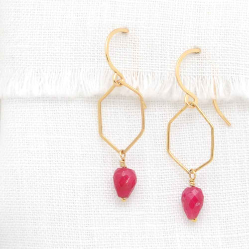 A Stones Throw - Hexy Ruby Cubes - Earrings