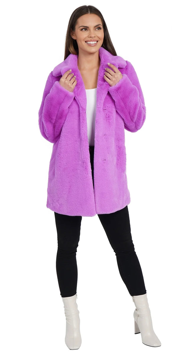 Love Token - Theodore Faux Fur Coat - Purple – CAMI
