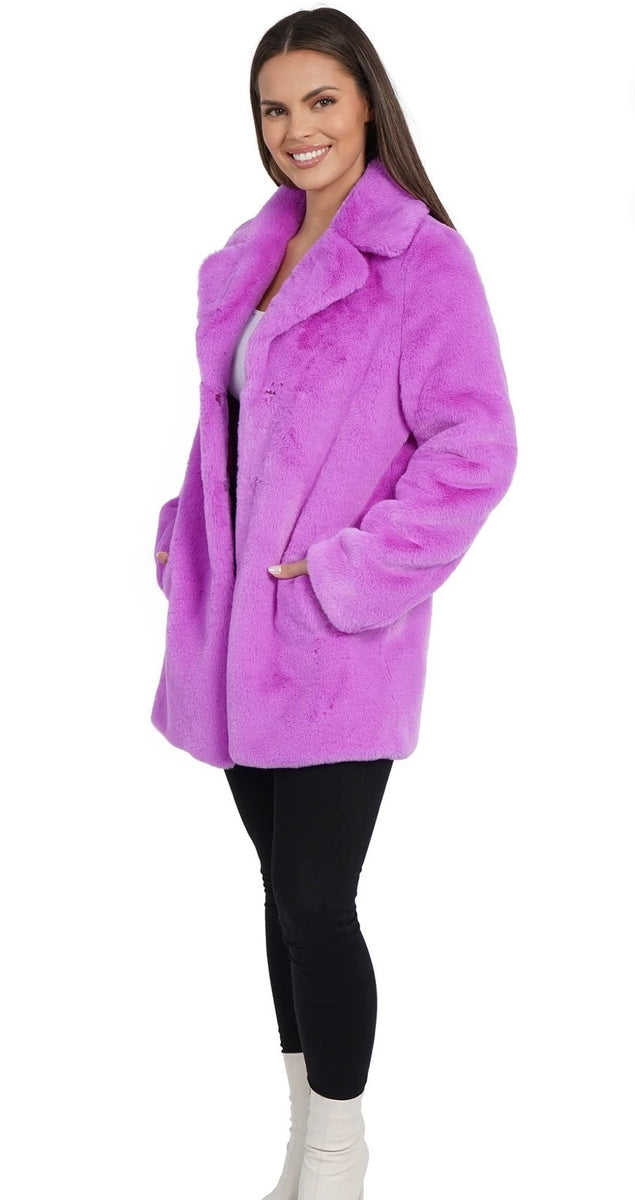 Love Token - Theodore Faux Fur Coat - Purple – CAMI