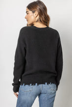 Load image into Gallery viewer, Lilla P Distressed Rib Cardigan - Black