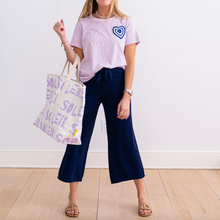 Load image into Gallery viewer, Kerri Rosenthal Barb Lounge Pant Cropped - Waves (Navy)
