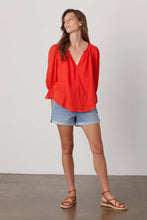 Load image into Gallery viewer, Velvet Dita Cotton Gauze Top - Cardinal