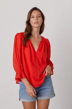 Load image into Gallery viewer, Velvet Dita Cotton Gauze Top - Cardinal