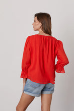 Load image into Gallery viewer, Velvet Dita Cotton Gauze Top - Cardinal