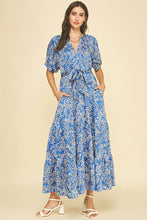 Load image into Gallery viewer, Pinch - Damask Print Tiered Maxi - Deep Blue