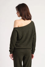 Load image into Gallery viewer, Minnie Rose - Cotton Cashmere Off Shoulder Sweater - Army