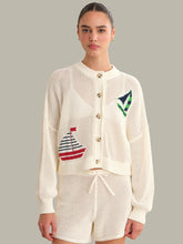 Load image into Gallery viewer, 525 America - Mesh Nautical Motif Cardi - Chalk