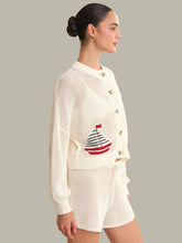 Load image into Gallery viewer, 525 America - Mesh Nautical Motif Cardi - Chalk