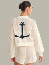 Load image into Gallery viewer, 525 America - Mesh Nautical Motif Cardi - Chalk