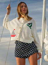 Load image into Gallery viewer, 525 America - Mesh Nautical Motif Cardi - Chalk
