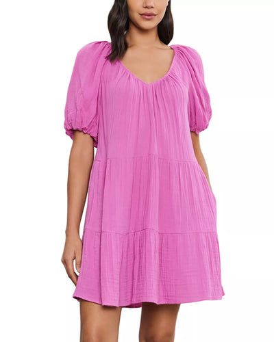 Velvet - Helena Puff Sleeve Tier Dress - Orchid