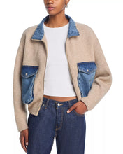 Load image into Gallery viewer, Blank NYC - Mixed Media Bomber Jacket - Tan/Blue