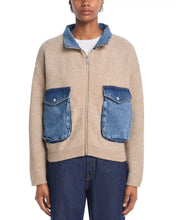 Load image into Gallery viewer, Blank NYC - Mixed Media Bomber Jacket - Tan/Blue