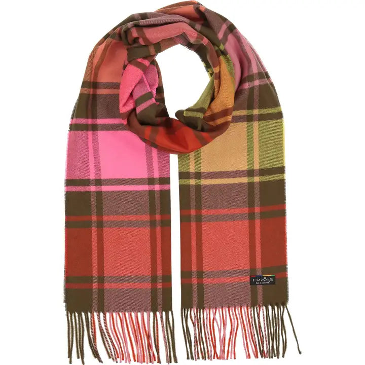 FRAAS - Multi Check Scarf - Safari Green