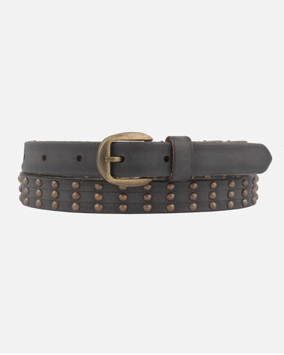 Amsterdam Heritage Ayana Skinny Studded Belt - Dark Grey