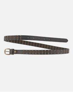 Amsterdam Heritage Ayana Skinny Studded Belt - Dark Grey