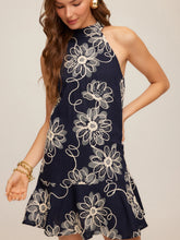 Load image into Gallery viewer, Fifteen Twenty - Brenda Embroidered Ruffle Hem Dress - Navy