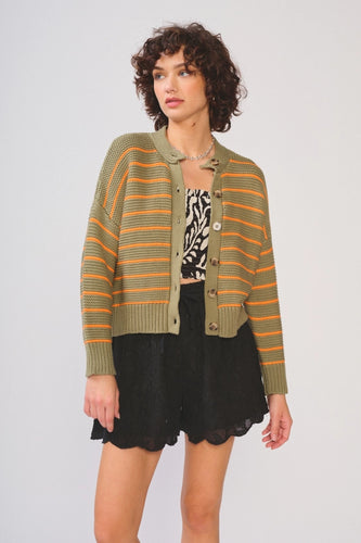 dRA - Amara Cardigan - Moss/Orange