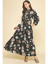 Load image into Gallery viewer, Pinch - Floral Long Sleeve Tierred Maxi - Black Multi