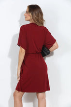 Load image into Gallery viewer, Veronica M- Stretch Faux Wrap Dress - Burgundy