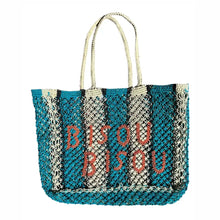 Load image into Gallery viewer, Bisous Jute Tote - Turq/Orange