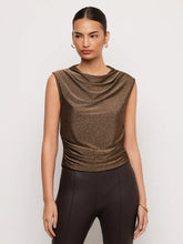 Load image into Gallery viewer, Fifteen Twenty - Paige Sleeveless Shirred Top - Black/Gold