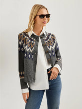 Load image into Gallery viewer, Fifteen Twenty - Alina Mixed Media Jacquard Cardigan - Grey/Oat