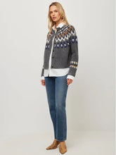 Load image into Gallery viewer, Fifteen Twenty - Alina Mixed Media Jacquard Cardigan - Grey/Oat