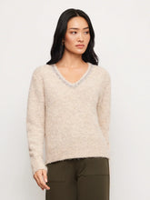 Load image into Gallery viewer, Fifteen Twenty - Ash Embellished V-Neck Sweater - Oat