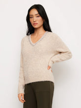 Load image into Gallery viewer, Fifteen Twenty - Ash Embellished V-Neck Sweater - Oat