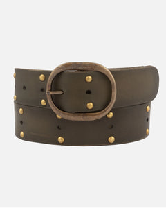 Amsterdam Heritage Devi Studded Belt - Olive