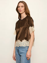 Load image into Gallery viewer, Sanctuary - One of a Kind Satin Lace Top - Espresso Martini