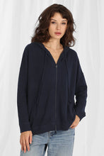 Load image into Gallery viewer, Minnie Rose Zip Up Cashmere Hoodie Sweater - Navy