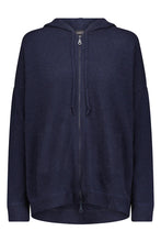 Load image into Gallery viewer, Minnie Rose Zip Up Cashmere Hoodie Sweater - Navy