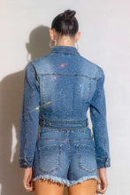 Load image into Gallery viewer, Vibrant VNRT - The Alissa Rhinestone Jean Jacket - Mid