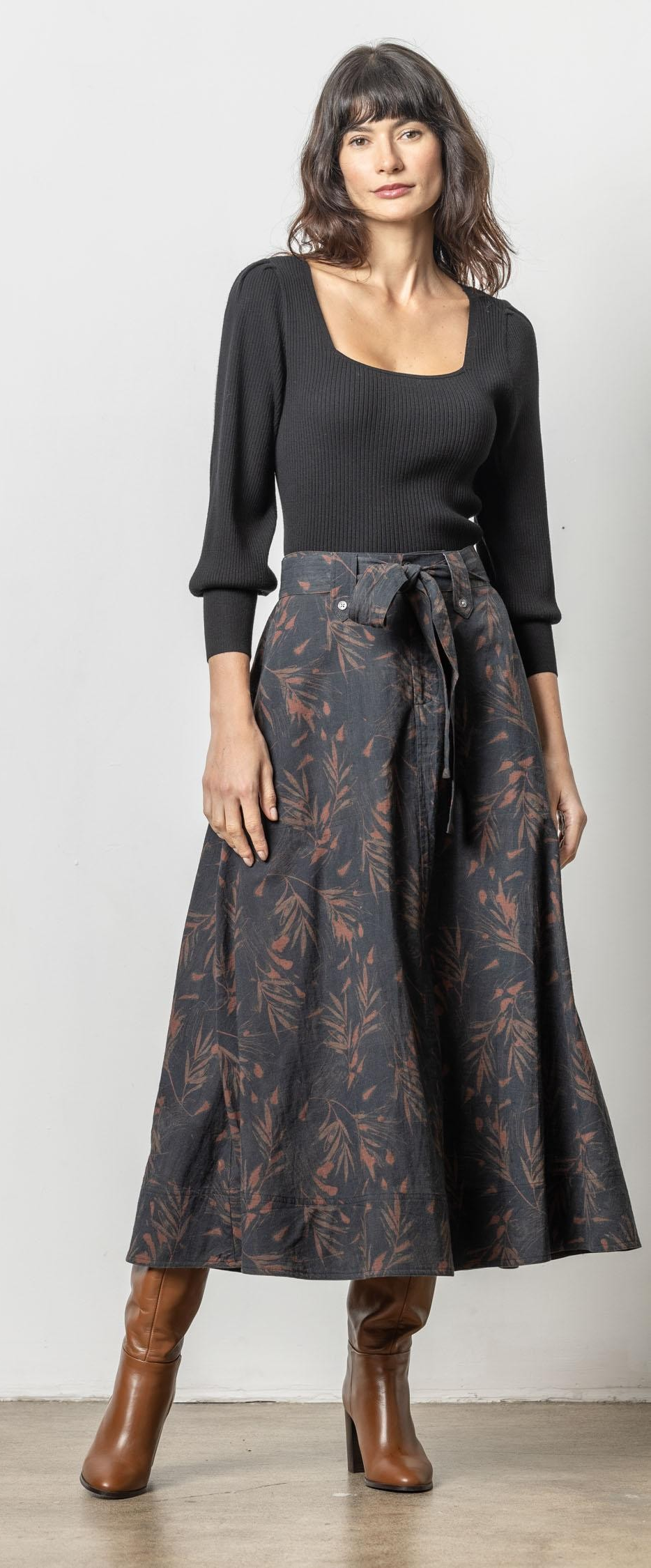 【MEDIA82】 Rivet Belt Long Skirt MEDIA(82) Rivet Belt Long Skirt - Black | International Store