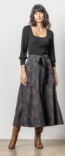 Lilla P - Long Belted Skirt - Onyx/Java