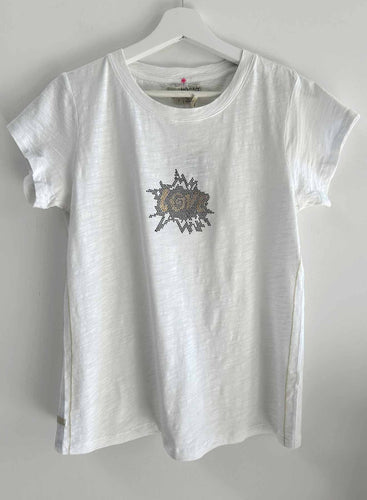 Label + Thread Graphic Ava Tee - Pop of Love , White