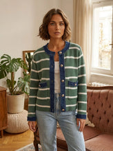 Load image into Gallery viewer, Cherry Chan Jacket Sweater - Green/White