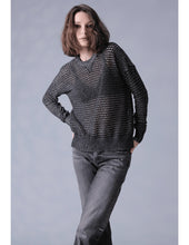 Load image into Gallery viewer, Minnie Rose - Cotton/Cashmere Plaited Mesh Sweater - Black