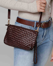 Load image into Gallery viewer, Amsterdam Heritage - Fabrie Woven Leather Crossbody/Wristlet - Brown