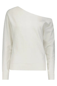 Minnie Rose - Cotton/Cashmere off the Shoulder Top - White