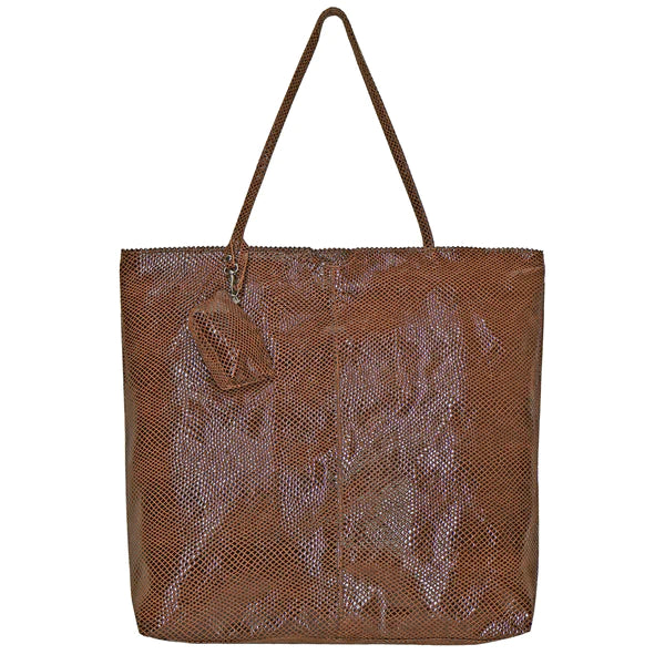 Latico Leather -  Gemma Snake Print Tote - Brown