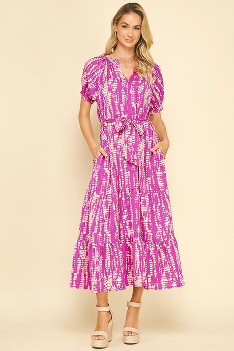 Pinch - Printed Tiered Maxi - Magenta