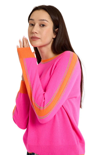 Brodie Striped Sleeve Mini Sweat - Dival Pink